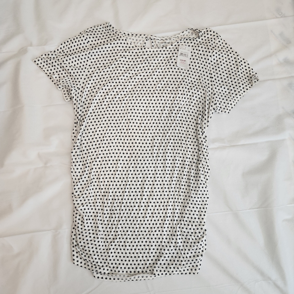 Motherhood Black and White Polka Dot Maternity Top